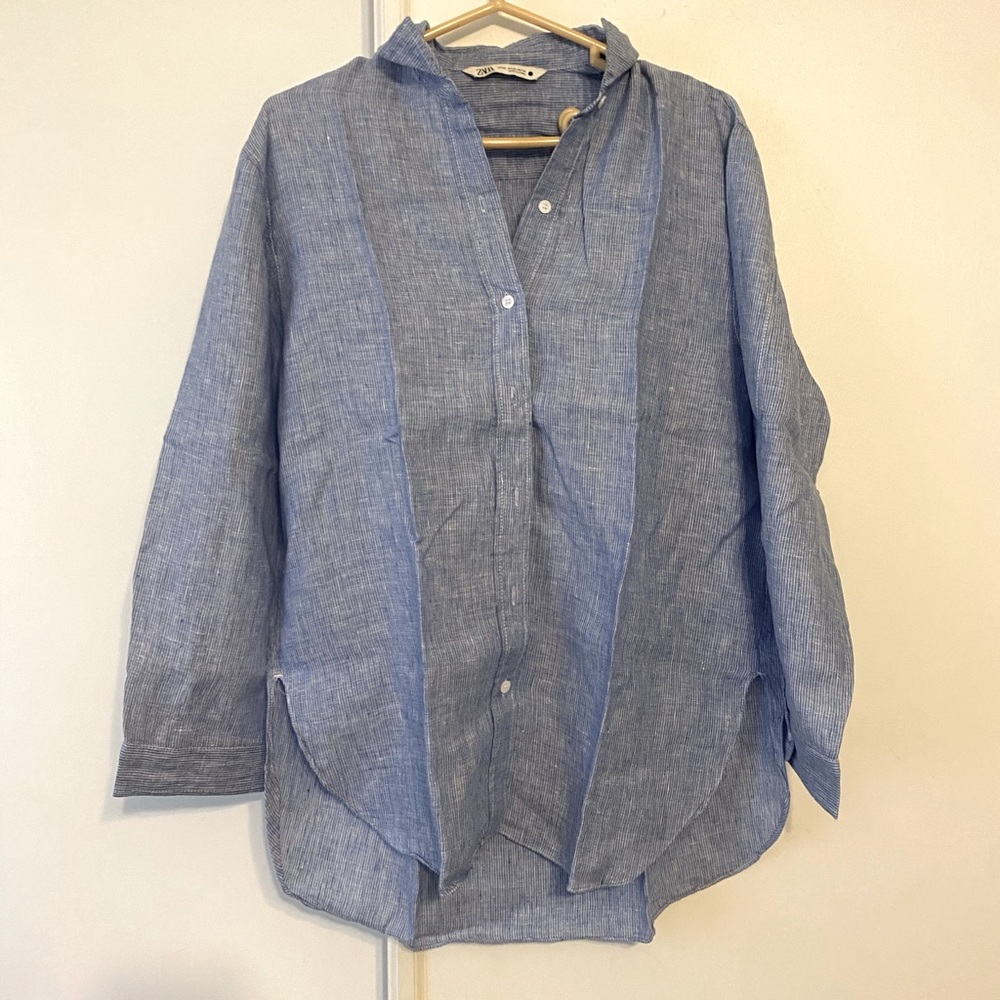 Oversized linen button down